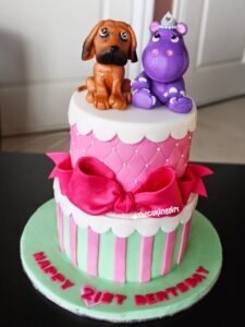 cute hippo figurine dog figurine cake topper 