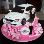 white bmw car cake