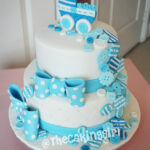 baby blue buttons bow tie baby shower cake