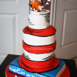 cat in the hat dr. suess tier birthday cake