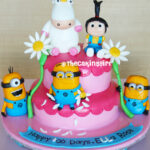 pink girl despicable me minions figurine birthday cake