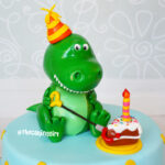 dinosaur t-rex birthday fondant cake
