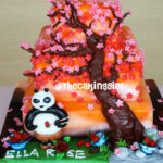 3 tier kungfu panda birthday cake blossom tree scene