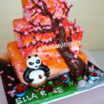 3 tier kungfu panda birthday cake blossom tree scene