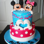 2 tier mickey mouse minnie mouse fondant cake