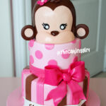monkey pink birthday cake