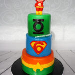 3 tier superhero flash birthday cake