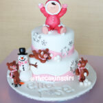 cute winter wonderland girl birthday cake fondant with snowflakes