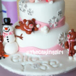 cute winter wonderland girl birthday cake fondant with snowflakes